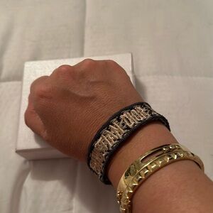 CHRISTIAN DIOR
Blue/Beige Cotton J'Adior Embroidered Bracelet